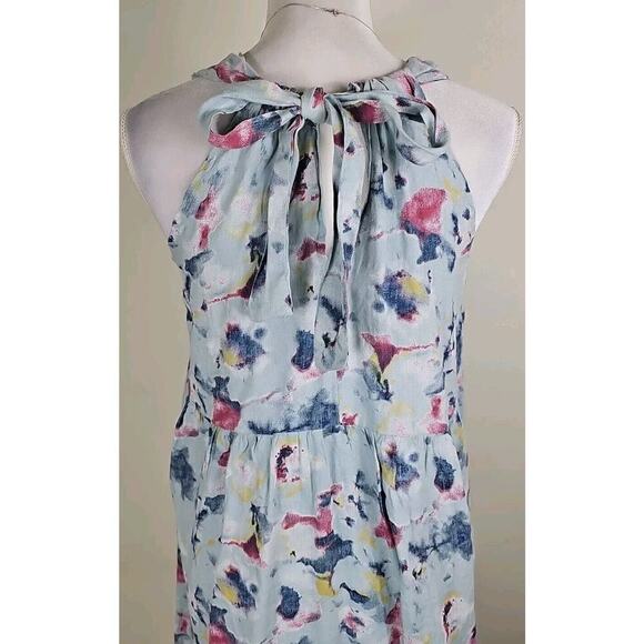 Bellambra ~Woman Size S~ Blue Linen Sleeveless Ties in back V-Neck Dress. - Picture 6 of 9